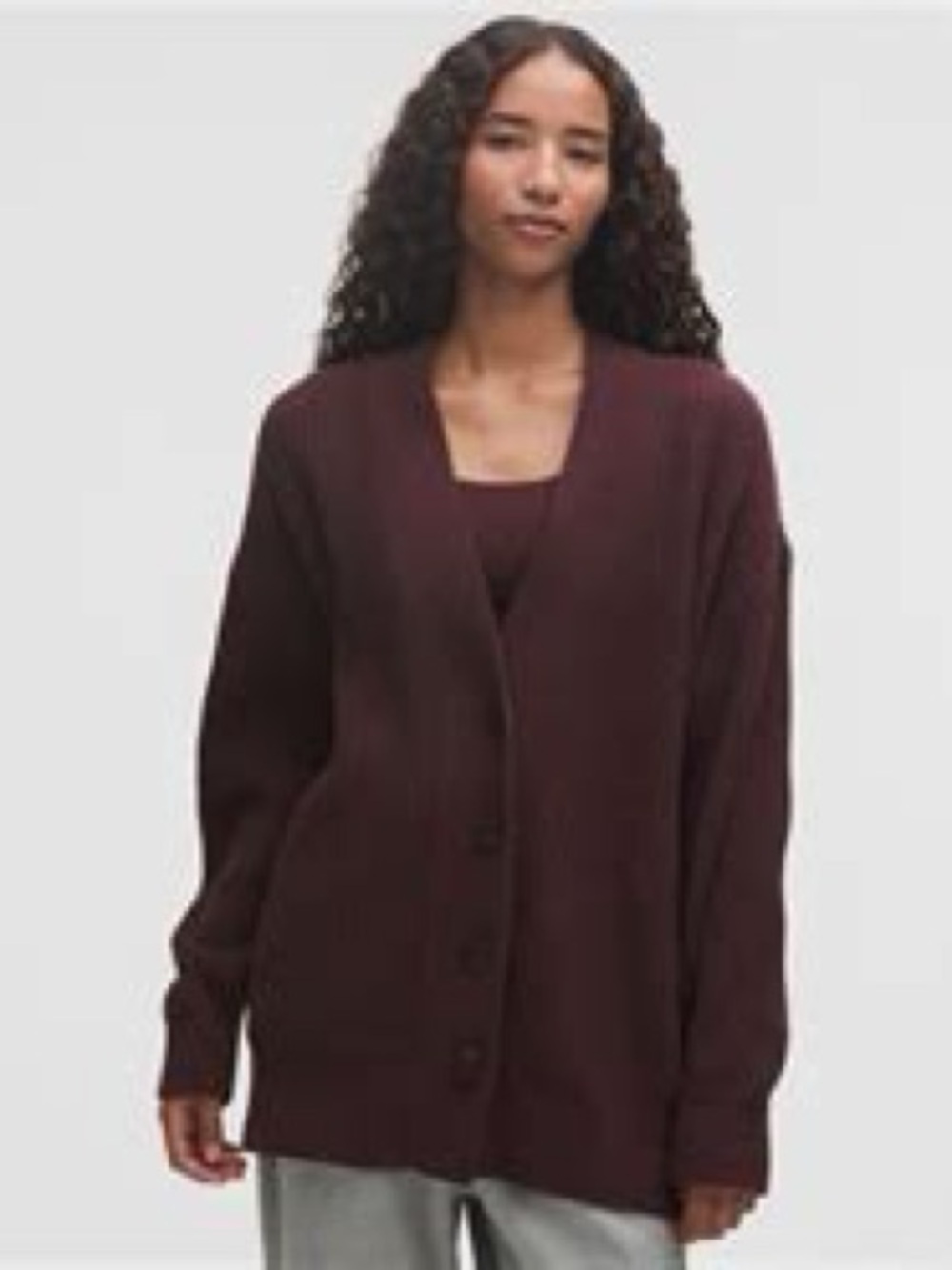 Lululemon Knit Button-Front Cardigan Burgundy XL Excellent Condition